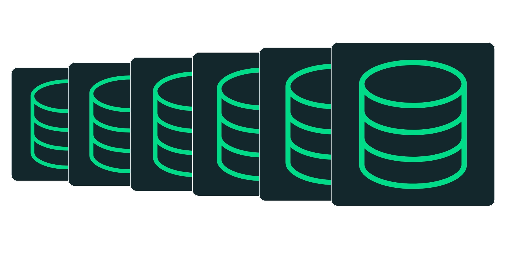 Ilustración representando las versiones desde SQL Server 2005 hasta SQL Server 2022 con iconos de bases de datos.